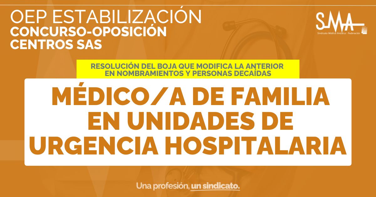 🟧[OEP ESTABILIZACIÓN] Resolución del BOJA que modifica la anterior en nombramientos y personas decaídas para Médico/a de Familia en Unidades de Urgencia Hospitalaria (Centros SAS)

Más información en ➡️smandaluz.com/oep-estabiliza…