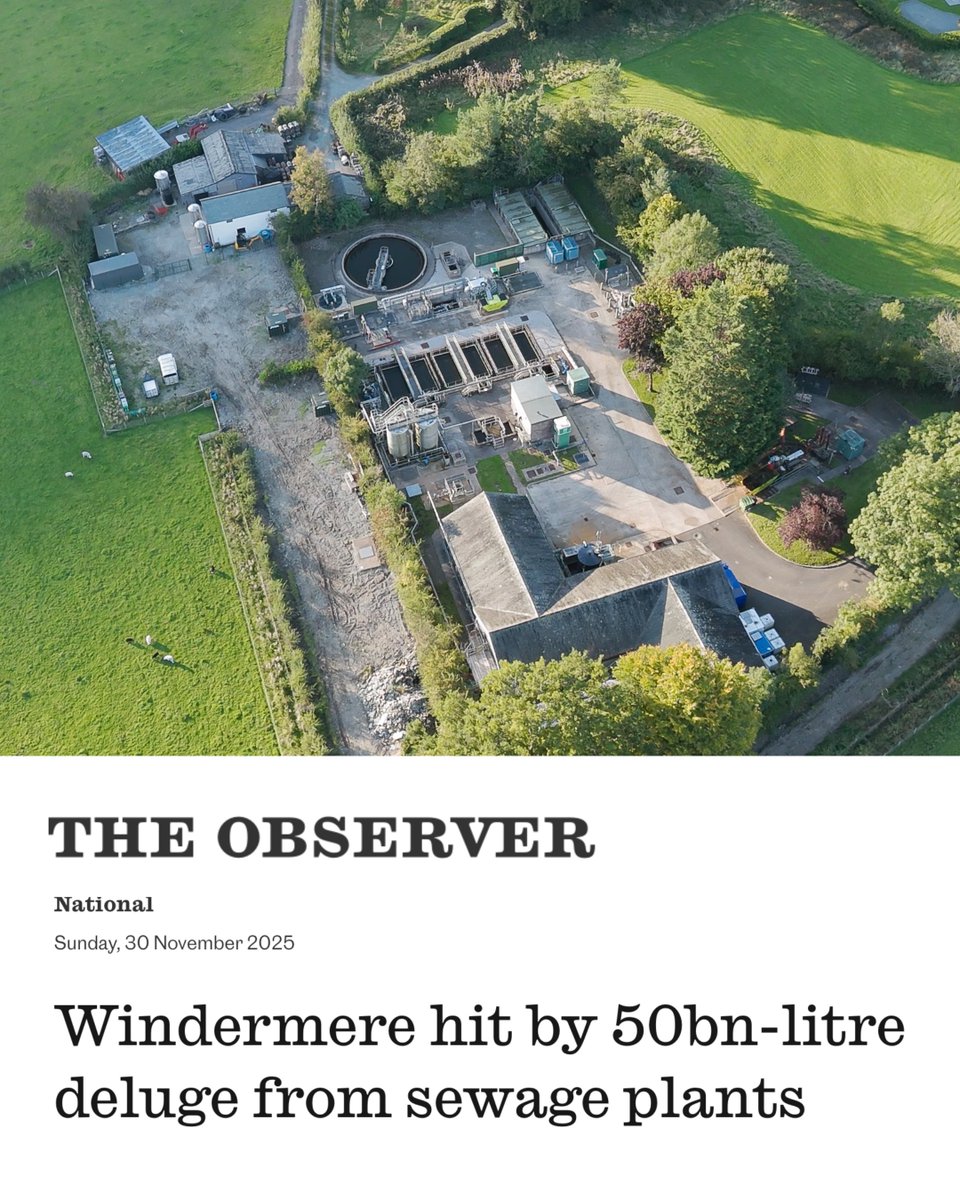🚨 Breaking news 🚨

For years, public outrage has focused on the millions of hours of untreated sewage pumped into our lakes, rivers and coastlines. In Windermere alone, there were 33,410 hours of spills between 2020 and 2024 — with all of it ending up in the lake.

Our piece in