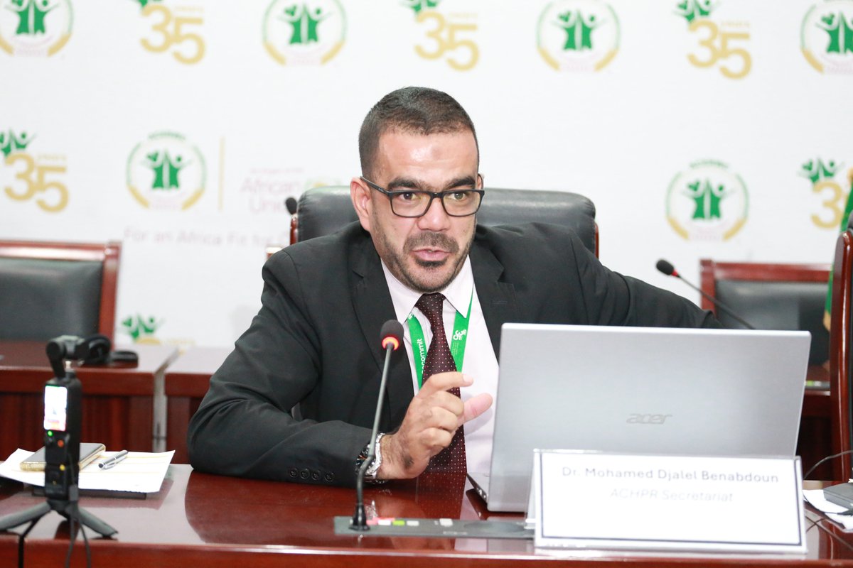 acerwc's tweet image. Dr. Mohamed Benabdoun  outlined the reporting obligations under the Banjul Charter.

He noted that six States Parties have not submitted their initial reports, while seven are fully up to date. He also highlighted the Commission’s advocacy efforts, including technical workshops.