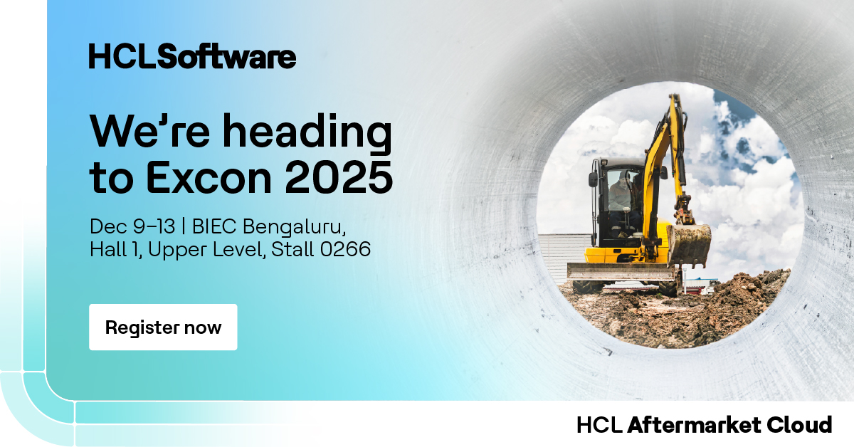 HCLSoftware's tweet image. Meet us at #Excon2025, and discover how we’re powering predictive maintenance, digital supply chains and sustainable operations with @hclaftermarket, advancing the vision of smart, safe and self-reliant construction. 
Register now: hclsw.co/6xqekm
#Aftermarket