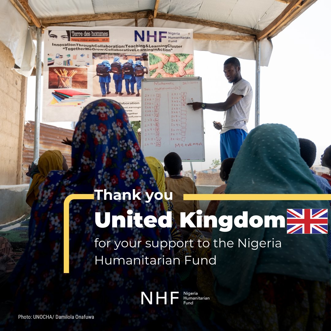 #OCHAthanks the United Kingdom for your continued support to the Nigeria Humanitarian Fund &amp; OCHA Nigeria.

Your generous contributions of £5.3M to NHF &amp; £500,000 to OCHA support the provision of life-saving assistance to affected communities.

Together, we #InvestInHumanity.