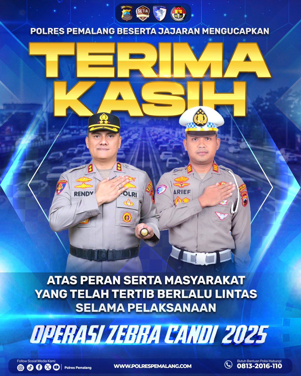 PolsekPml's tweet photo. Terima Kasih Atas Peran Serta Masyarakat Yang Telah Tertib Berlalulintas Selama Pelaksanaan
OPERASI ZEBRA CANDI 2025 https://t.co/CSDlQlMYq9