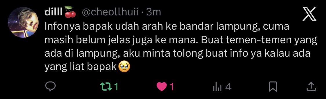 cznlyf's tweet photo. INFO UPDATE !!!

tolong temen-temen yg di daerah Bandar Lampung san sekitarnya kalau lihat mohon bantuannya info ke aku atau @cheollhuii 😭🙏🏻🙏🏻🙏🏻 https://t.co/PADciamfRy