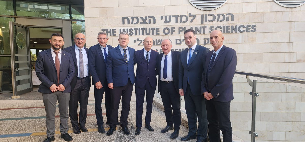 Volcaninstitute's tweet photo. H.E. David Songhulashvili, Minister of Environmental Protection and Agriculture of Georgia and H.E Zaza Kandelaki Ambassador of Georgia to Israel @emb_israel met The Minister of  @AgricultureGov , @avidichter , the Director of the Volcani Institute, Prof. @BennyChefetz  and discussed opportunities to strengthened collab in agricultural research.