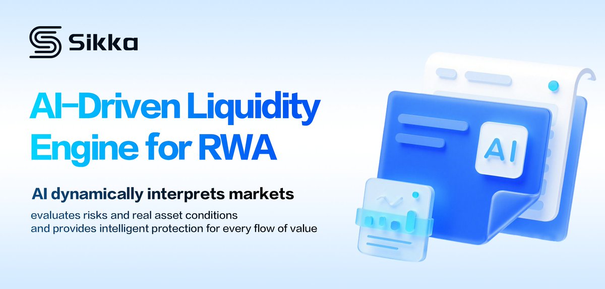 SIKKA_Dubai's tweet image. Liquidity powered by intelligence⚙️

#Sikka ’s AI engine reads markets, evaluates risk, and safeguards real-world value in motion💧

Smarter flows, safer assets, stronger RWA markets🌍