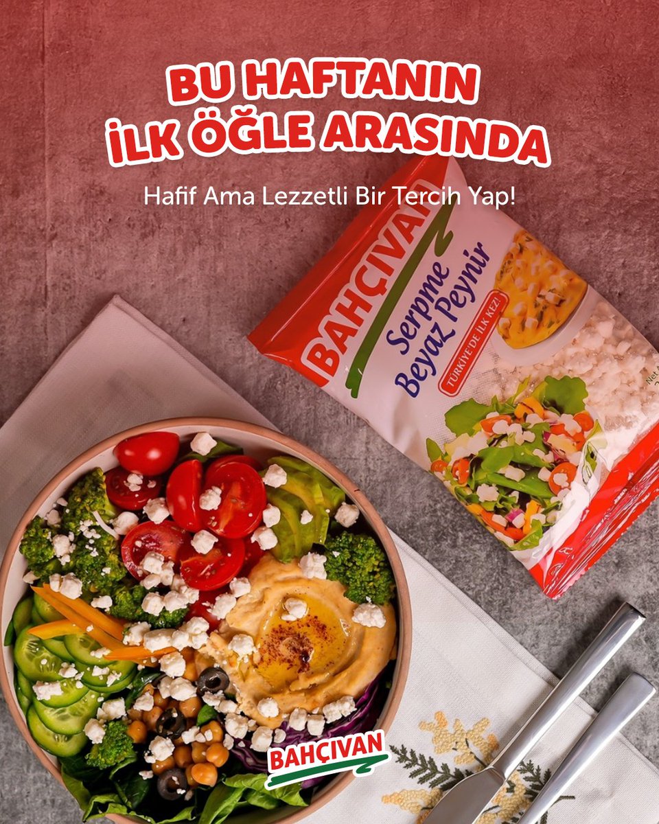 Bu haftanın ilk öğle arası başladı! 🔔

Hafif bir salatanın üzerine ekleyeceğin Bahçıvan Serpme Beyaz Peynir’le lezzetli ve doyurucu bir öğün seni bekliyor. 😋🧀

#BahçıvanPeynir #DoyaDoyaYenir