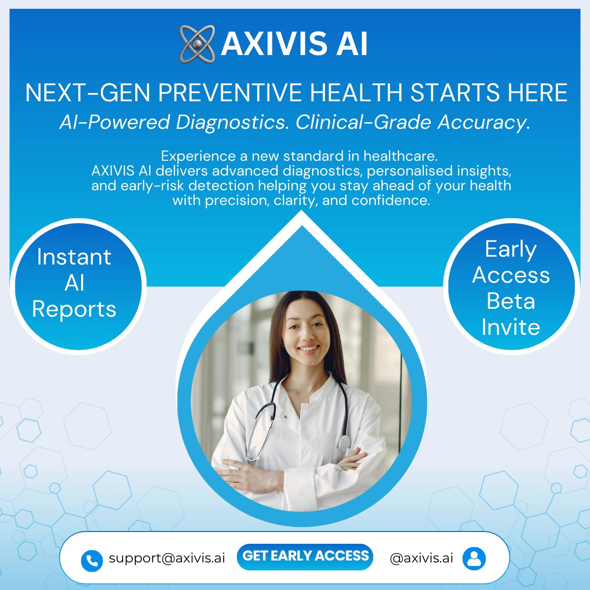 axivisAI's tweet image. AXIVIS AI: Precision Health for Everyone

The future of preventive healthcare is here.
AI-powered diagnostics. Instant insights. Early-risk detection.

Join the AXIVIS AI early-access community today.
🔗 axivis.ai

#AXIVISAI #Longevity #AIHealth #HealthTech
