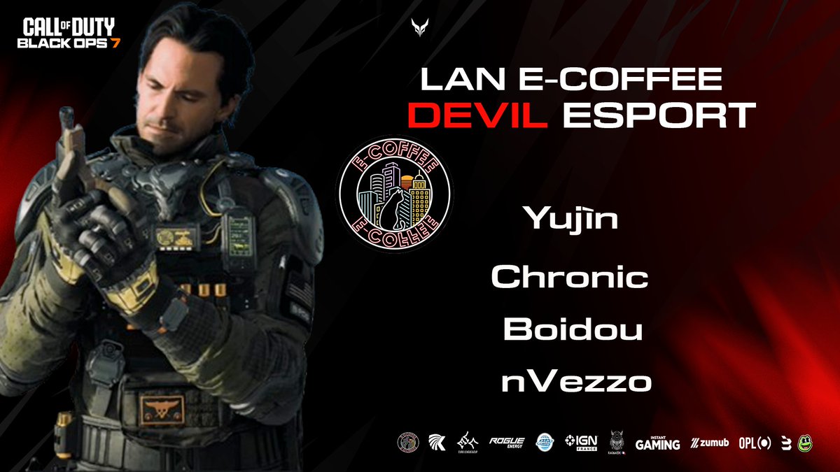 EsportDevils's tweet photo. 📢𝗔𝗡𝗡𝗢𝗡𝗖𝗘

Notre équipe Devil Esport a terminé à la 9ème place chez notre partenaire @E_coffeeLens
 
Félicitations aux joueurs🫶
👤@YujinCOD
👤@nVezzo_
👤@Chronic_COD
👤@Boidouu

Merci aux organisateurs,aux commentateurs @OAG_Disco ainsi qu'à tous les participants.

🟥⬜️⬛️ https://t.co/VYOPqwczR7