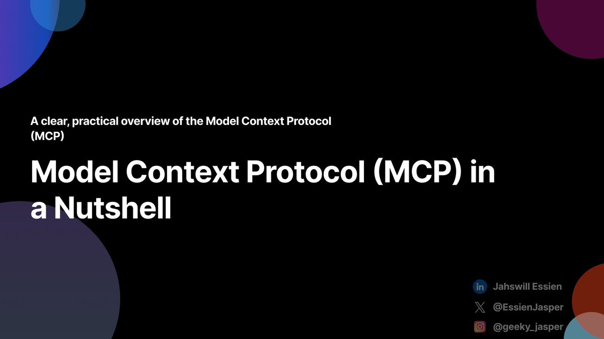 EssienJasper's tweet image. AI models are powerful on their own — but what if you could extend them with the ability to take real-world actions tailored to your needs?

That’s where MCP comes in. It serves as a bridge between AI and external tools.

#MCP #AI
