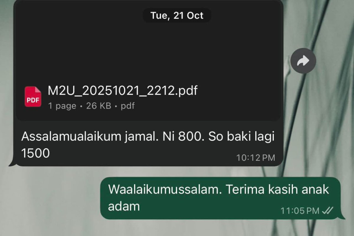 ConfessionLocal's tweet photo. Member aku pinjam 3k haritu sebab kereta dia problem.

The reason aku ok je bila dia nak pinjam sebab aku percaya dia seorang yang bertanggungjawab, ternyata benar.

Nah contoh bila dah pinjam duit member. Tak perlu tanya apa-apa, tak perlu spam. Just chill and relax.

Sumber: Threads akmalhizzat