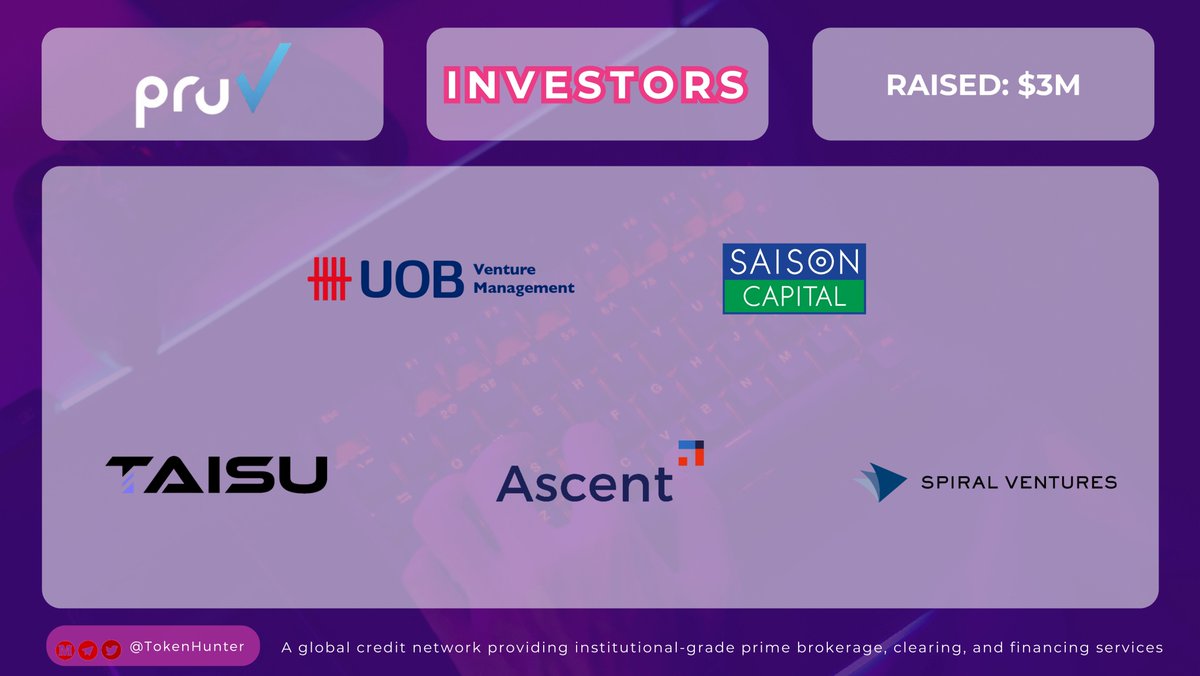 _TokenHunter's tweet image. ✨ INVESTORS

🚀 Big news from @PruvFinance!
The project has officially raised $3M with support from top-tier backers:
#UOBVentureManagement 
#SaisonCapital 
#Taisu 
#Ascent 
#SpiralVentures

What do you think this funding will enable Pruv to build next? 🤔💬