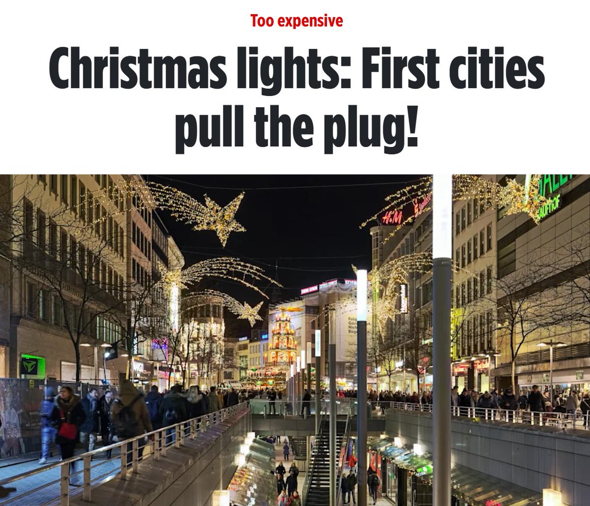 disclosetv's tweet image. NEW - In many German cities, there is less or no Christmas sparkle this winter: It&apos;s &quot;too expensive,&quot; BILD reports.
