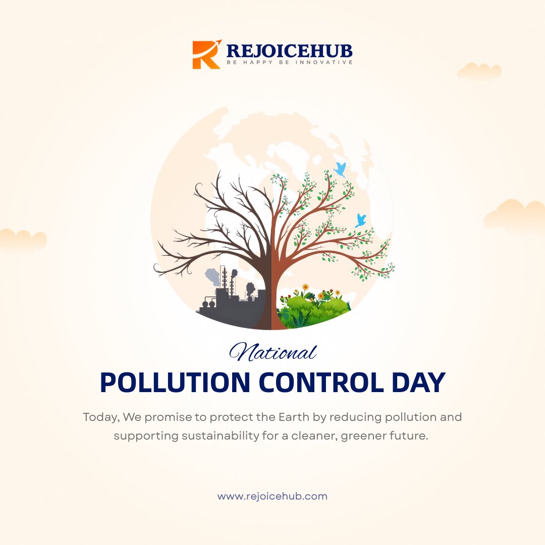 Rejoicehub's tweet image. Today, we pledge to safeguard our planet by reducing pollution and embracing sustainable choices.

Together, we can build a cleaner, greener future.🌱🌿🌍
#rejoicehubllp #NationalPollutionControlDay #CleanAndGreen #ReducePollution #SaveEnvironment