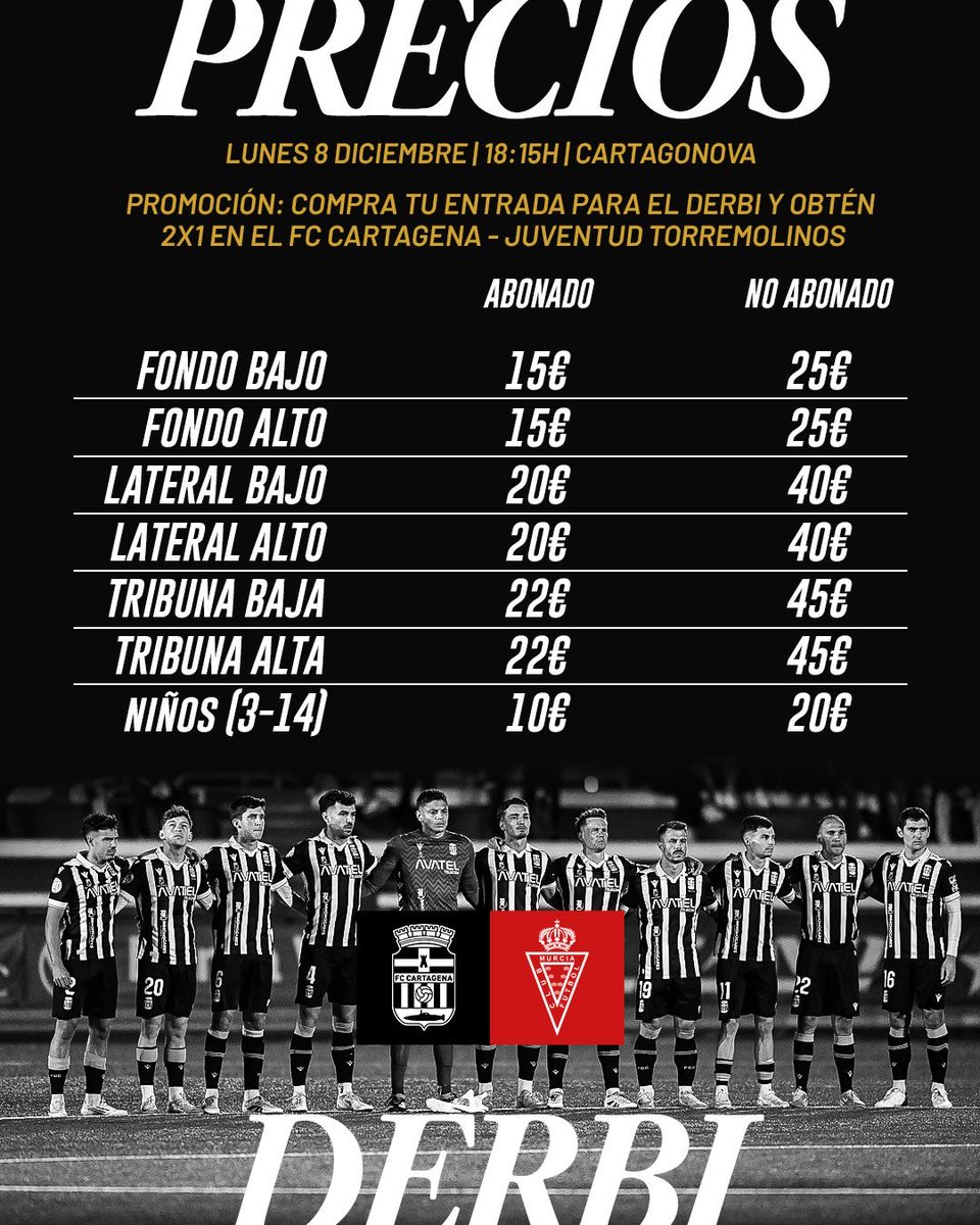 🤍🖤 Ya están a la venta las entradas para el Derbi #CartagenaRealMurcia.

ℹ️ Se pueden adquirir en el Club en horario de oficina y a través de <a href="/Compralaentrada/">Compralaentrada</a> 👇🏻
fccartagena.compralaentrada.com