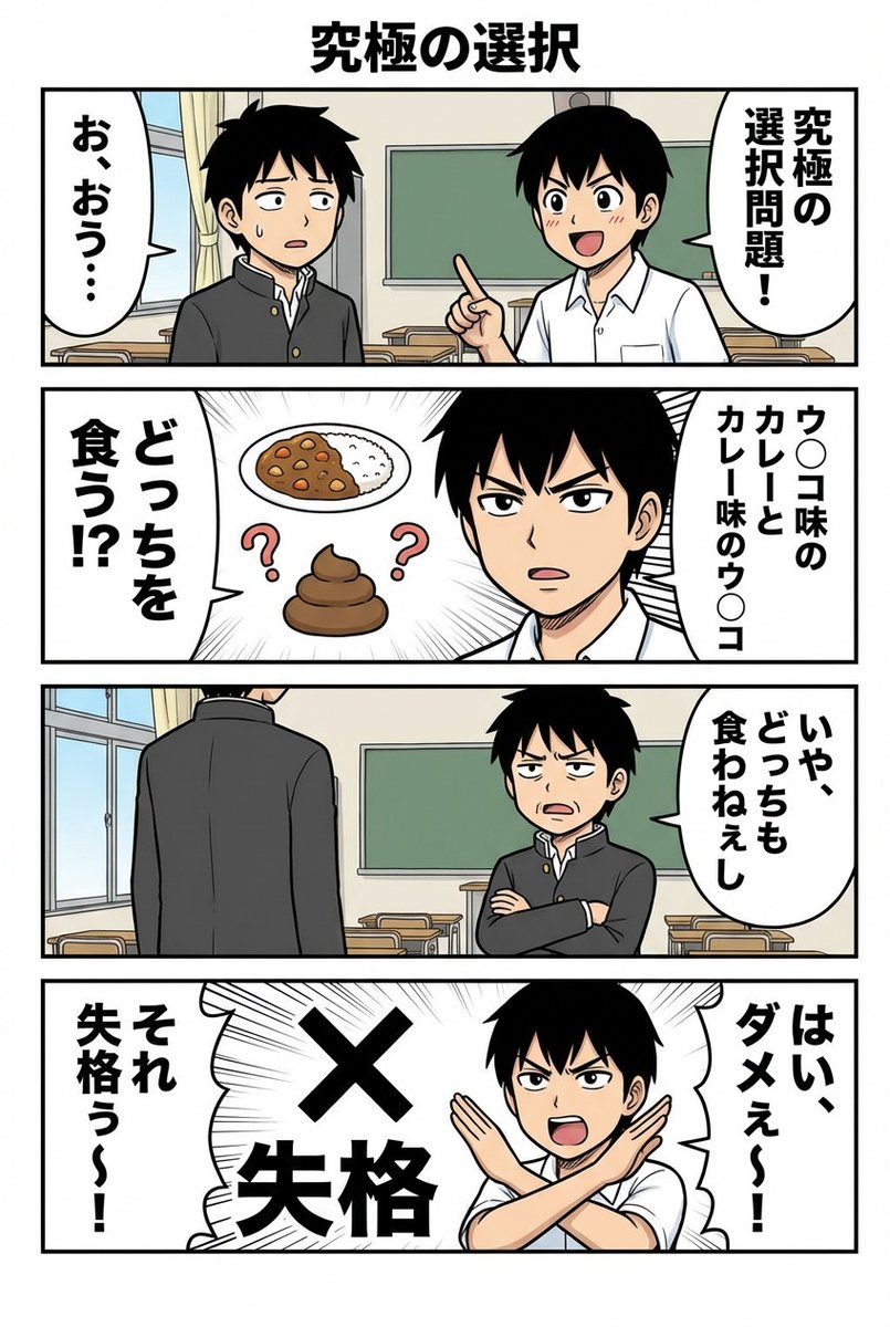 jiro_favorite's tweet image. なぜか急に
ガキの頃のバカバカしい会話を思い出したので、
漫画にしてみました...😂

けっこう、あるあるだと思うんですけど...😅

#ThumbnailCreator 
@kei31