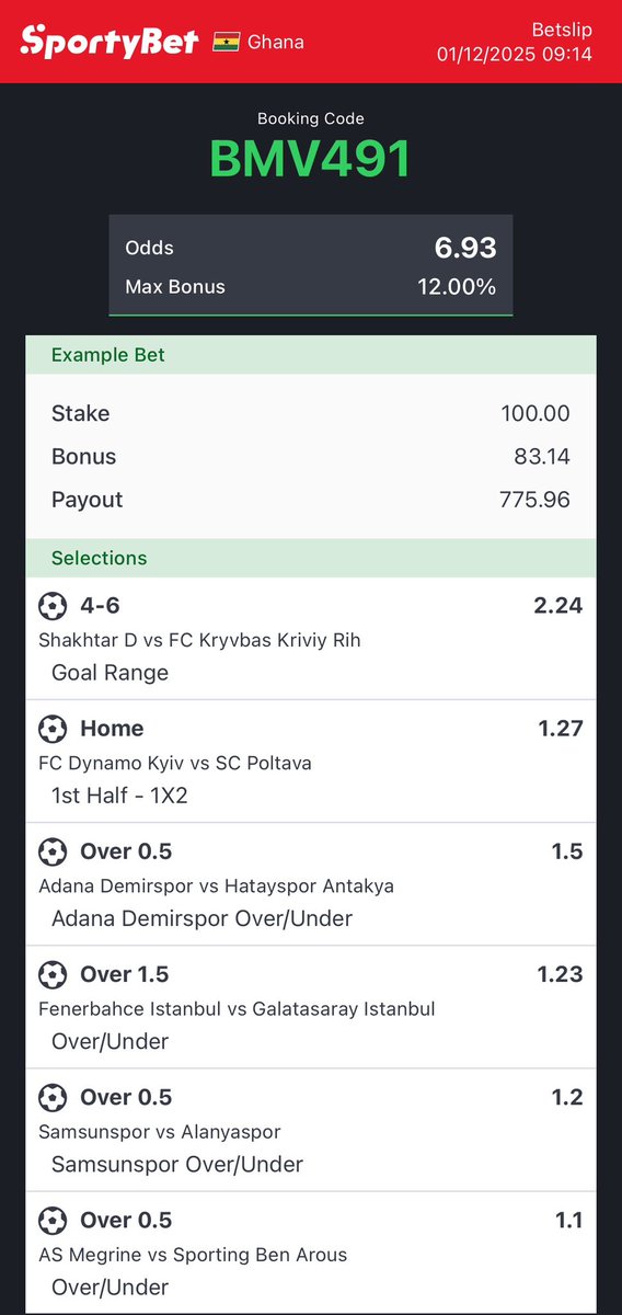 ceobesttips's tweet photo. FOOTBALL โฝ๏ธ
Odds: 6.93๐๐๐
๐๐๐๐๐โญ๏ธ
GOOD LUCK ๐
#SportyBetGH #BettingWins #GhanaBetting #BetWithCEO #HighOdds #FootballTips #FootballPredictions #foryou https://t.co/wXnV1Fvf26