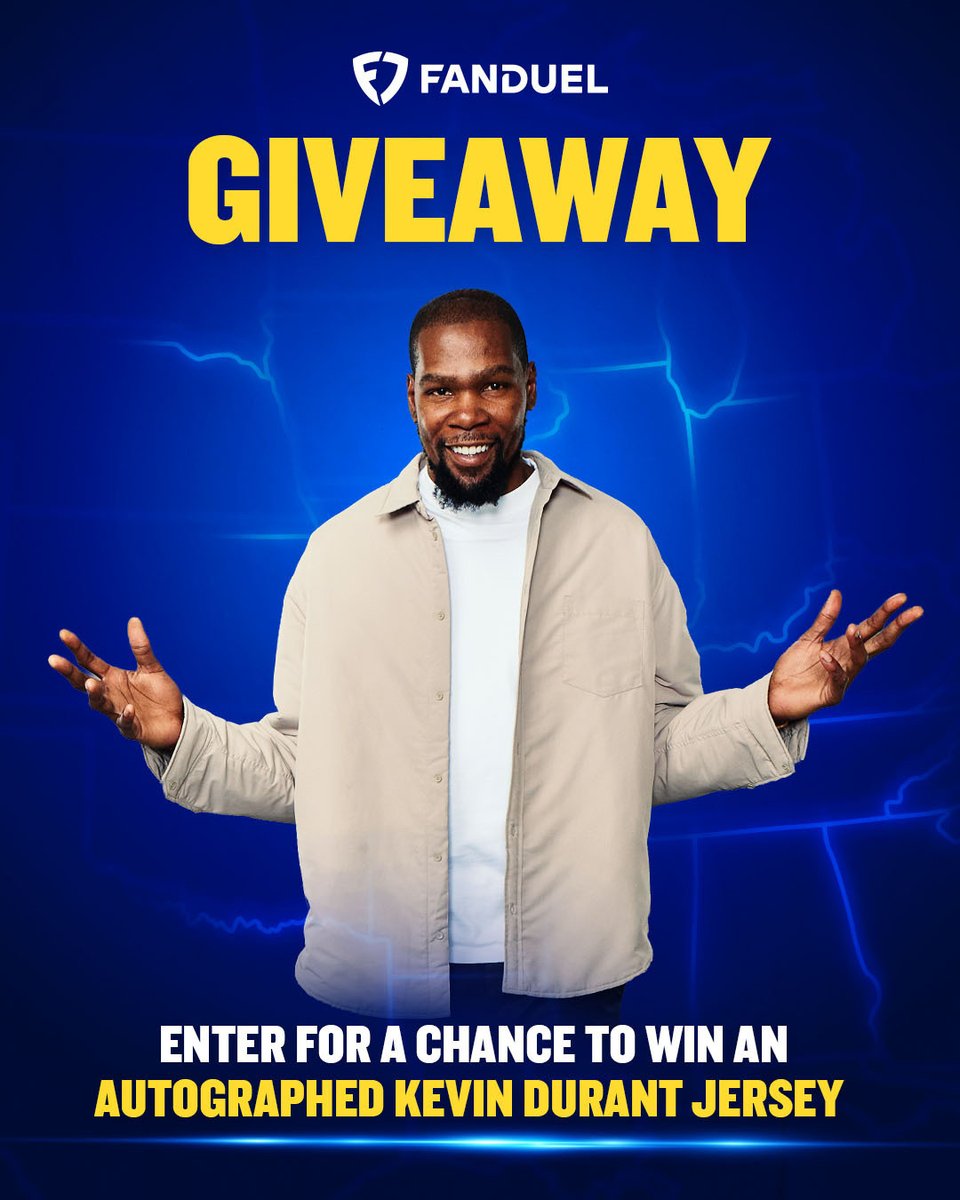 🚨 GIVEAWAY 🚨

FanDuel Sportsbook is LIVE in Missouri &amp; to celebrate, we're giving away a signed <a href="/KDTrey5/">Kevin Durant</a> jersey 🔥

For a chance to win: 
1️⃣ REPOST 
2️⃣ FOLLOW <a href="/FDSportsbook/">FanDuel Sportsbook</a> &amp; <a href="/FanDuel/">FanDuel</a> 
3️⃣ REPLY with a basketball emoji 🏀

Rules: linktr.ee/FanDuel