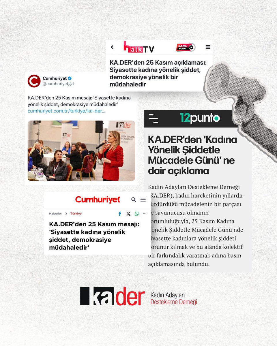 25 Kasım açıklamamız basında geniş yankı buldu. 

Birçok medya kuruluşu “Siyasette kadına yönelik şiddet, demokrasiye müdahaledir” sözümüzü manşetlerine taşıdı.

Kadınların siyasette ve karar alma mekanizmalarında eşit temsil edilmediği bir yerde, şiddetle mücadele tamamlanmış