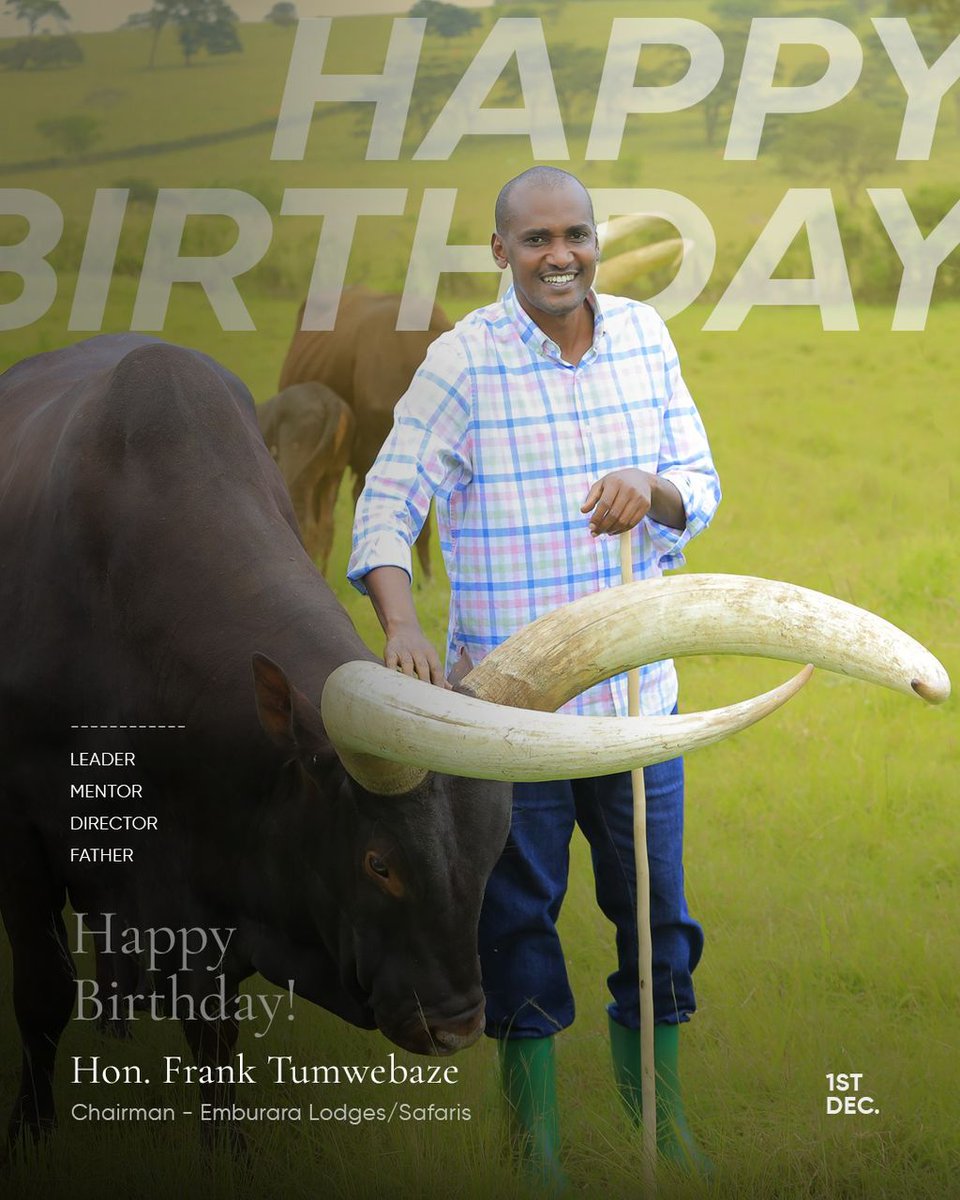 Today we celebrate not just a birthday, but the visionary leader, whose passion, drive, and commitment birthed <a href="/emburara/">Emburara Farm Lodge</a>  Emburara lodges/Safaris. 
Happy Birthday to our Chairman' Hon. <a href="/FrankTumwebazek/">Frank K Tumwebaze,MP: Isaiah 41: 11</a> , Thank you for leading with purpose. We pray for more impactful years.