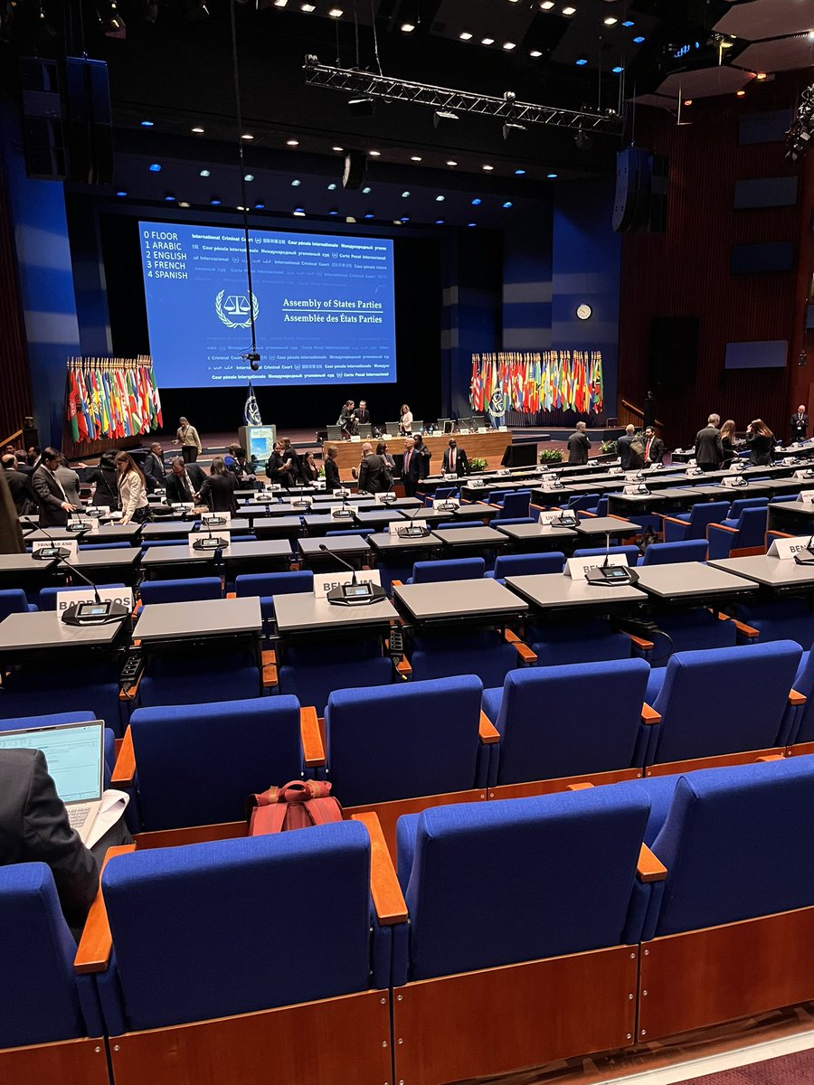 MarkKersten's tweet image. The ICC Assembly of States Parties, #ASP24, begins.

Amidst threats against the Court, US sanctions, &amp;amp; an extraordinarily turbulent world, few meetings of #ICC state parties have been more critical.

Today, tho, it’s quiet. I’ve been to many ASPs &amp;amp; this is the quietest I’ve seen.