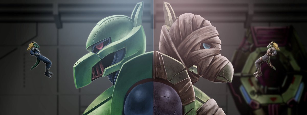 "Then and Now."
Done by <a href="/PrimateNemesis/">PN Arts</a> of my mech and its pilot.