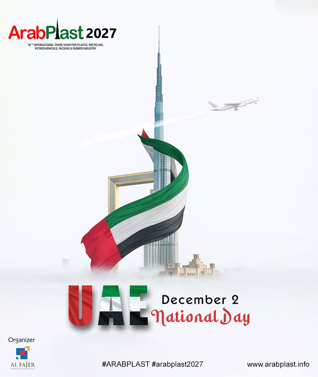 🇦🇪 Celebrating the spirit of the UAE!
ArabPlast 2027 proudly honors UAE National Day and the nation’s journey of unity and progress.

Visit now 👉 arabplast.info

#UAENationalDay #UAE #ArabPlast #ArabPlast2027 #Dubai #UAEPride