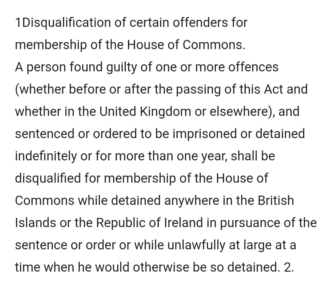 tomwhx's tweet image. I am pretty sure that by the letter of the law, Tulip Siddiq is now disqualified from sitting as an MP under the Representation of the People Act 1981.

&quot;Whether in the United Kingdom or elsewhere.&quot;

&quot;While unlawfully at large.&quot;