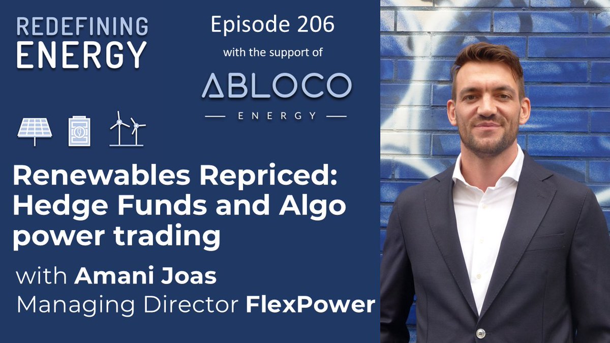 Redef_Energy's tweet photo. 🎙️Ep206. Renewables Repriced: Hedge Funds and Algo power trading 
#applepodcast https://t.co/d28wFPQ1Pw 
#spotify https://t.co/LswQeD8Y1X

@MegaWattXinfo and @gerardreid14
invite @AmaniJoas MD FlexPower to discuss Algo Trading in European Power markets. https://t.co/pH6BFFkNVj