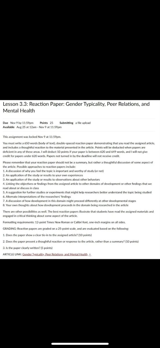 She did not meaningfully or thoughtfully engage with the study in a way as described by the assignment.