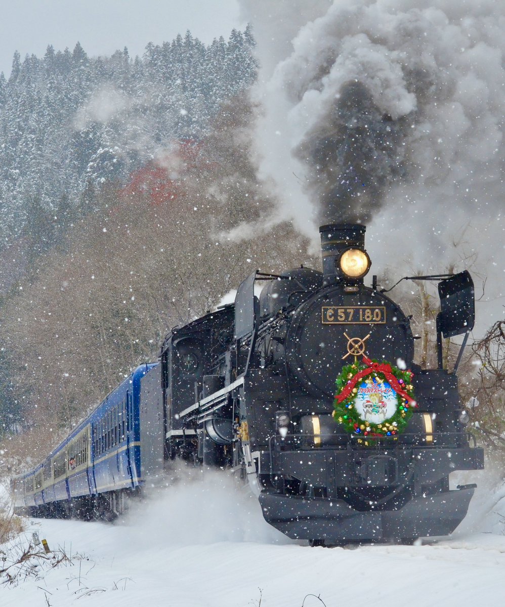 別カット SL🎅クリスマス🎄トレイン🚂8226レ #C57180 #12系 #磐越西線