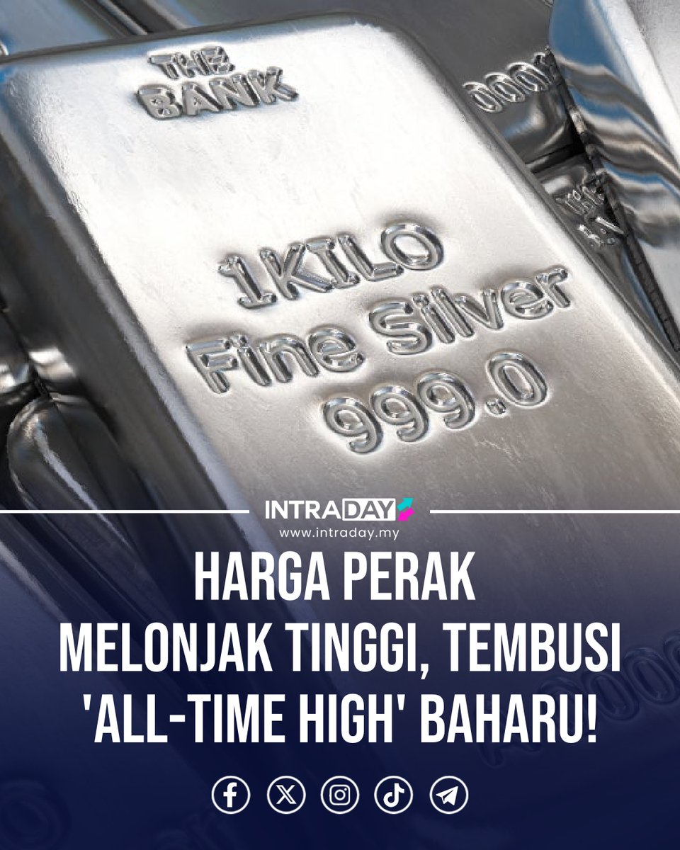 Perak juga mengikuti trajektori emas selepas mencapai paras tertinggi pada $57.785 yang dicapai pada pembukaan Disember 2025.

Baca di sini 👉🏻 intraday.my/2025/harga-per…