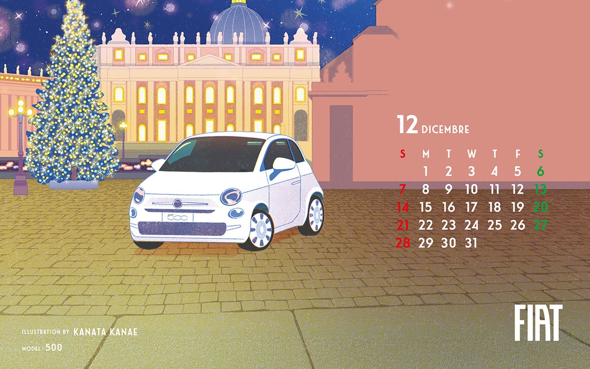 FIAT2025年カレンダーの11月・12月のイラストを担当させていただきました🎄
冬のバチカン市国とFIAT500を描いています。いつか本場のクリスマスをこの目で見てみたいです！
#illustration #イラ通