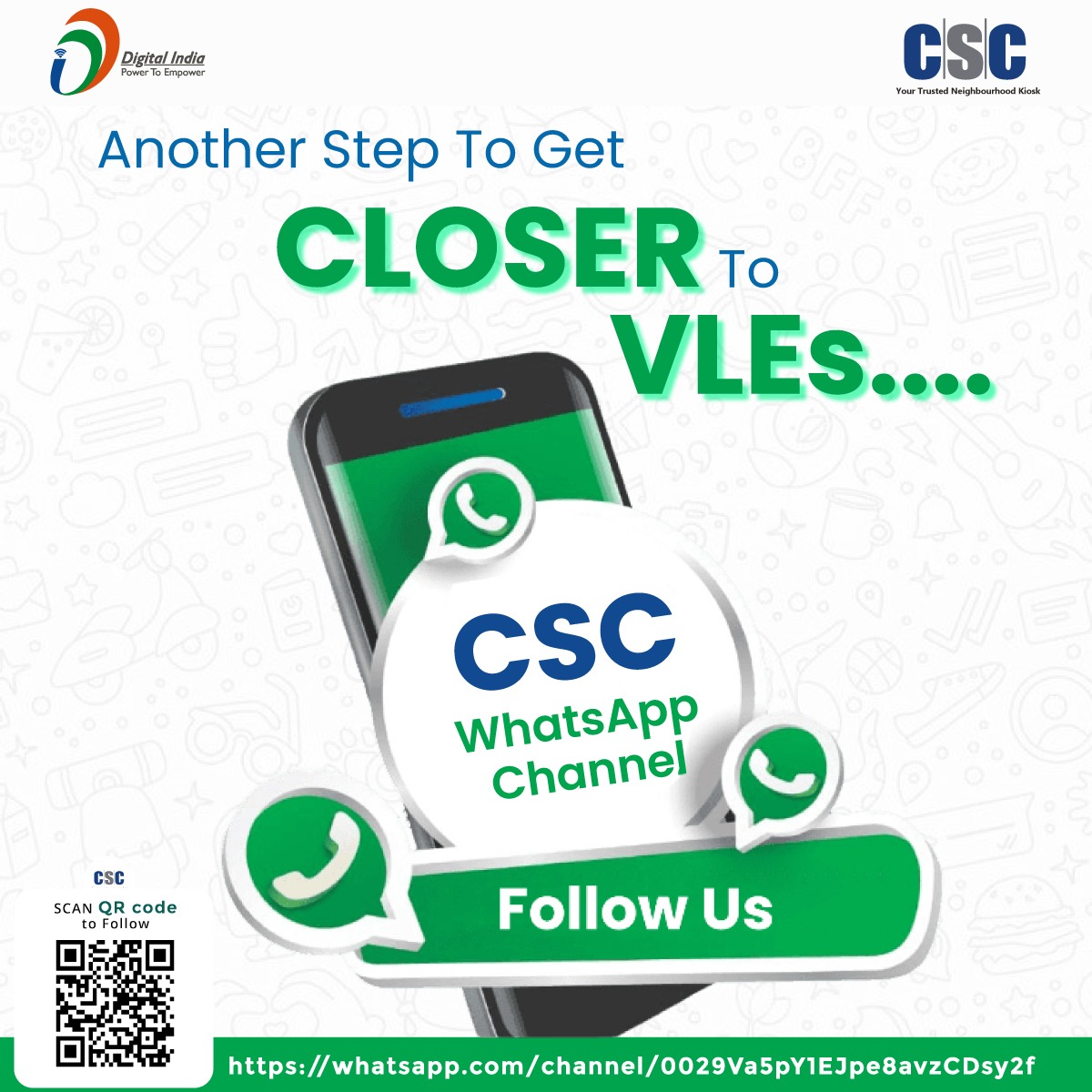 CSCegov_'s tweet image. CSC SPV WhatsApp Channel - Another Step to Get Closer to VLEs...

Follow us to get all the latest updates, stories &amp;amp; offers right on your #WhatsApp.

To follow, click: bit.ly/CscWhatsApp

#CSC #CSCWhatsAppChannel #DigitalIndia #FollowCSC #FollowCscOnWhatsApp #WhatsappChannel