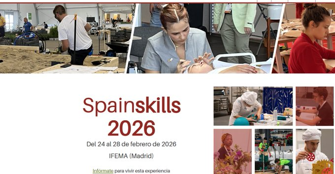 ¡Se acerca #Spainskills 2026! 24-28 de febrero en IFEMA #Madrid. Una cita imprescindible para aprender, conectar y descubrir las últimas tendencias de #FP en innovación, talento y aprendizaje. ¡Ven a vernos y únete a la experiencia!#Skills

Spainskills - INICIO