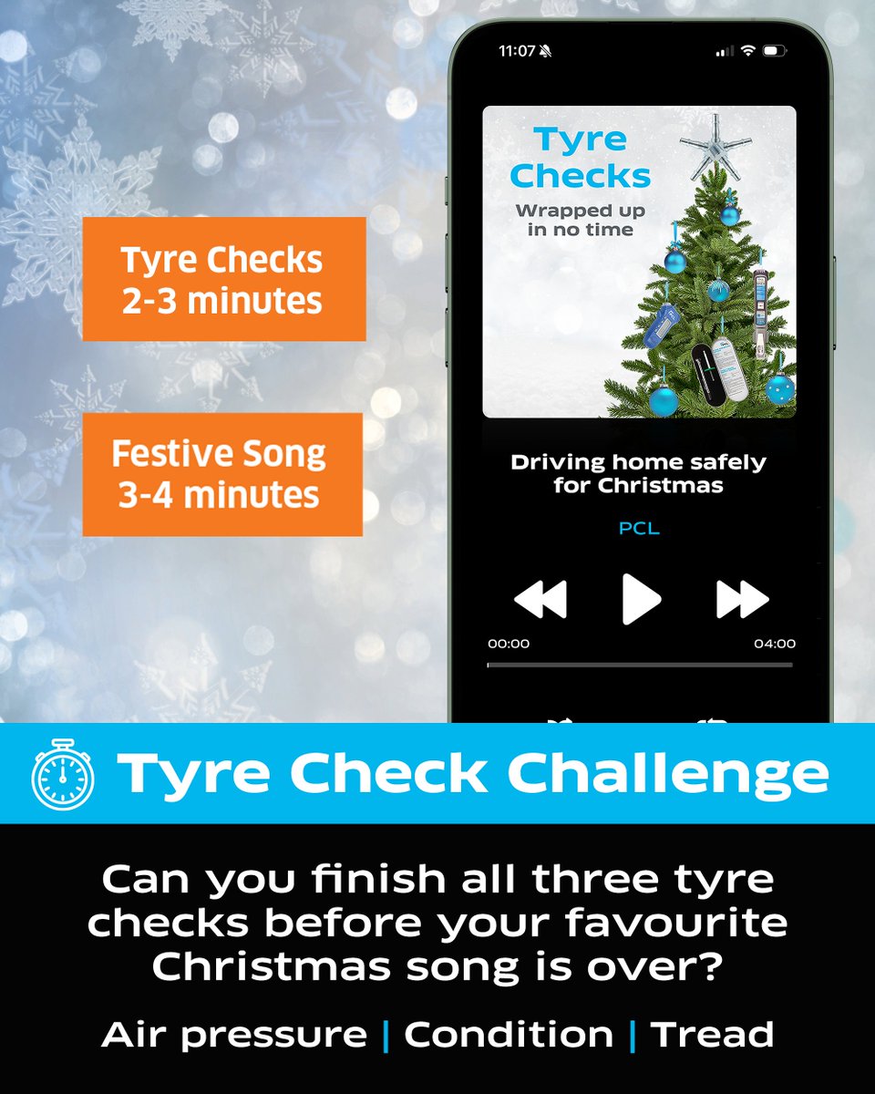 We’re launching a festive tyre check challenge! 🎄

This season we’re encouraging everyone to take a couple of minutes to check tyre pressure, tread and condition - it’s quicker than a Christmas song.

Unsure how to check your tyres? Watch our guide 👇
pclairtechnology.com/tyre-safety