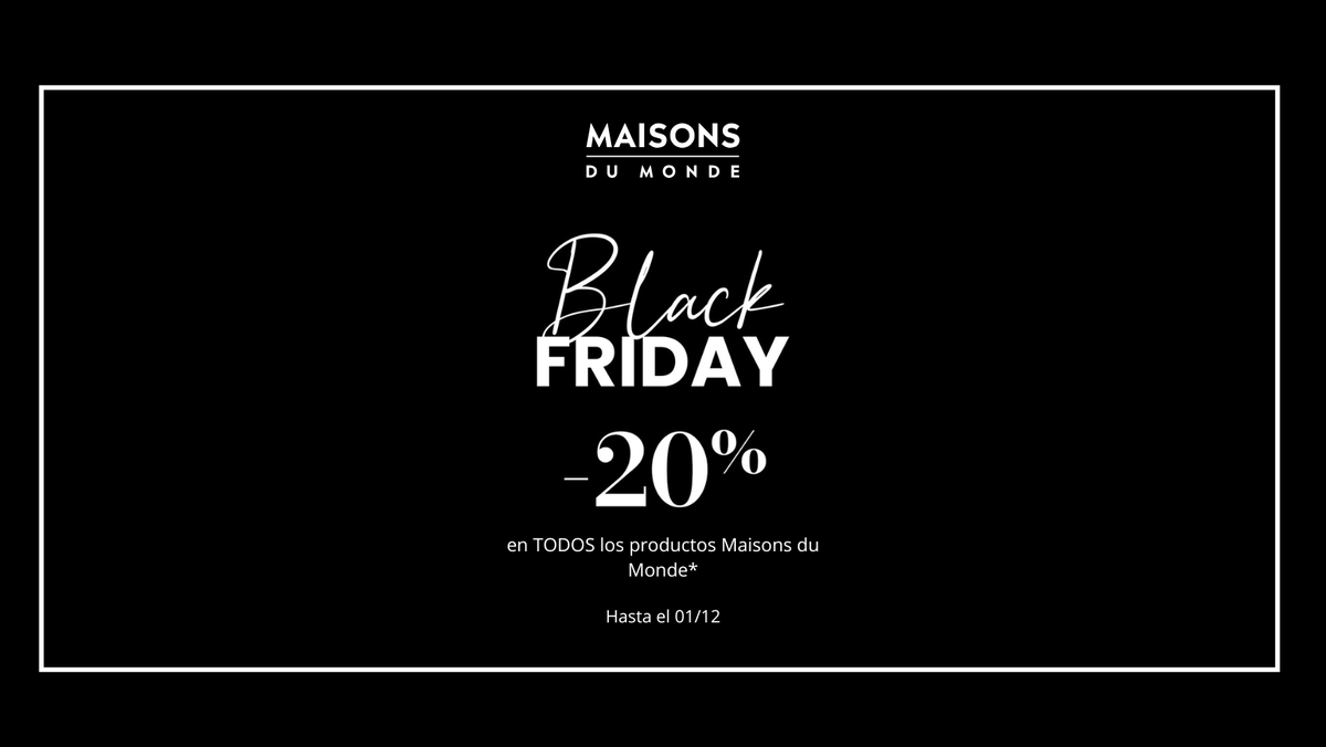 EsteparkCs's tweet image. Último día del #BlackFriday en #MaisonsduMonde #Estepark!

💥Todos sus productos al 20% de descuento!💥

#muebles #decoración #hogar #menaje #textilhogar #regalos