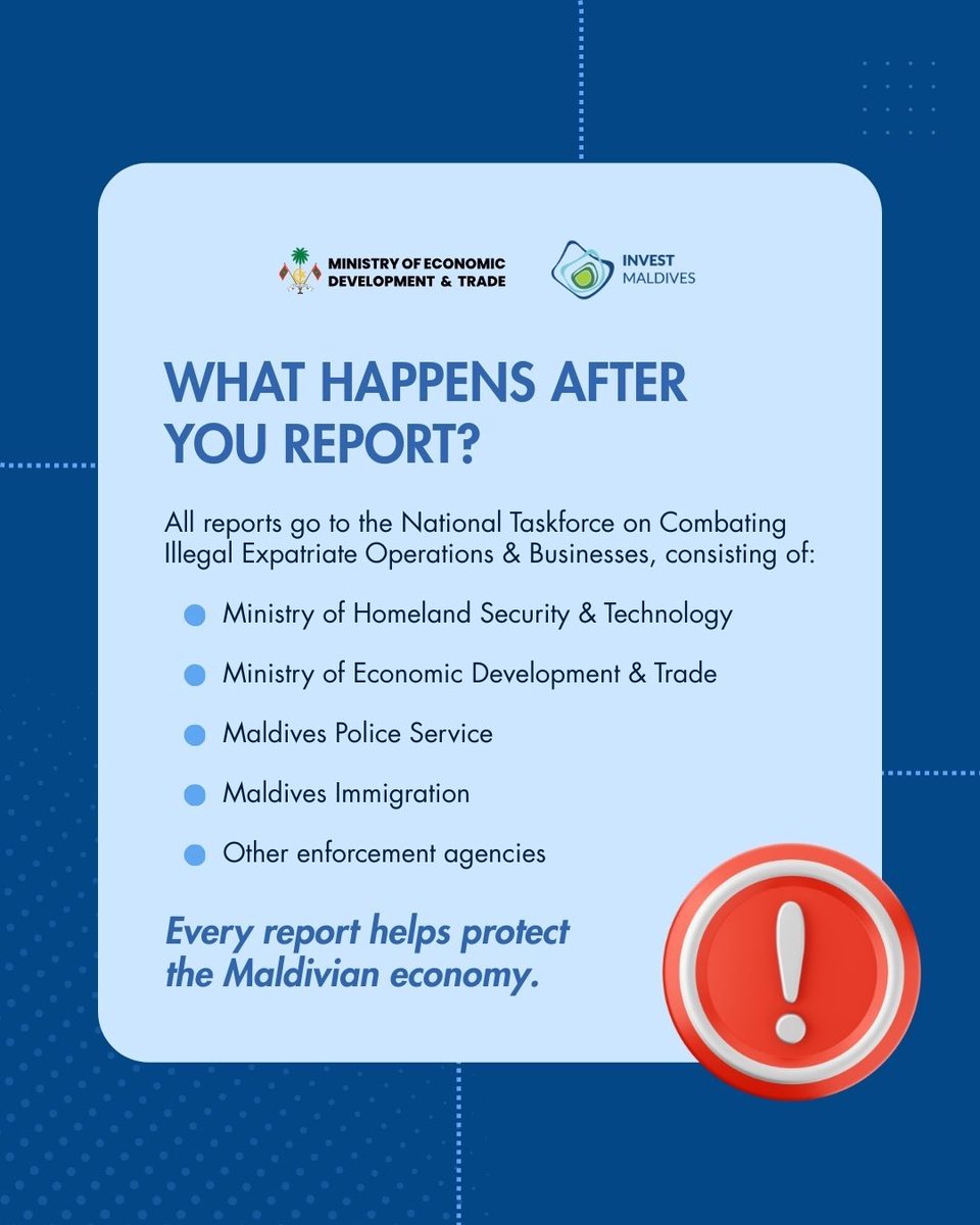 Ensuring a level playing field is essential for sustainable economic growth.
Help us address illegal foreign business operations by reporting any suspected activity.

#MoEDTmv