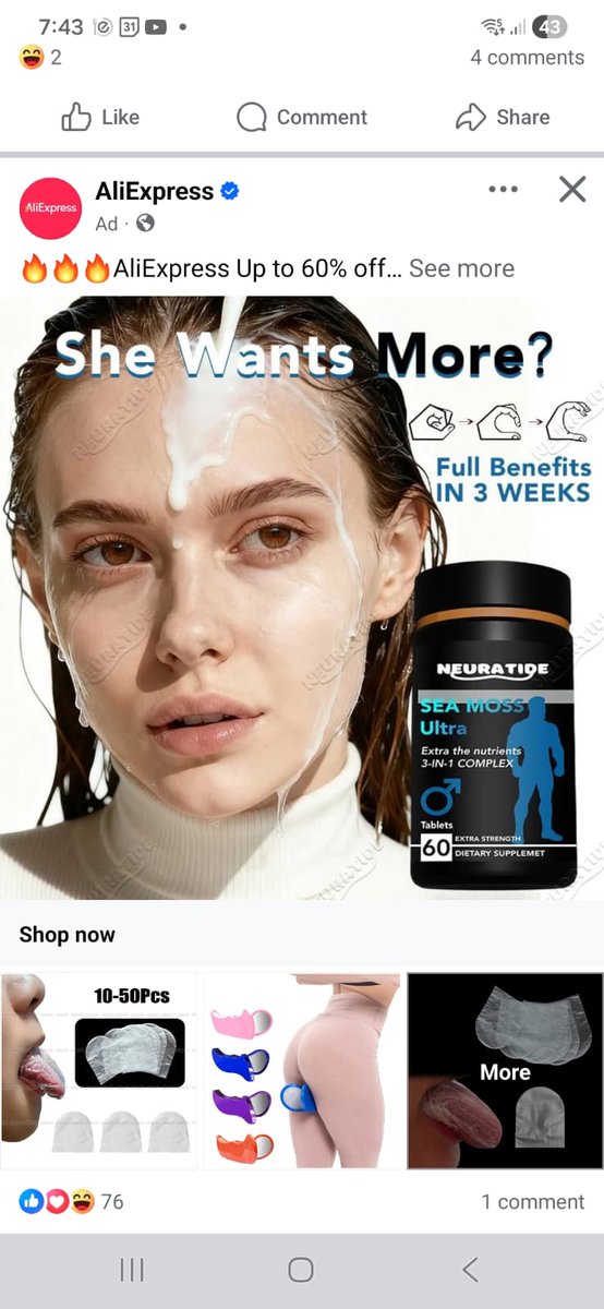 jakewithey's tweet photo. @facebook Is it acceptable for a business to put such misogynistic and vulgar adverts on your platform. Absolutely vile @AliExpress_EN. This is what happens when you don't have humans moderating adverts on your platform. https://t.co/xdVxOQCe7W