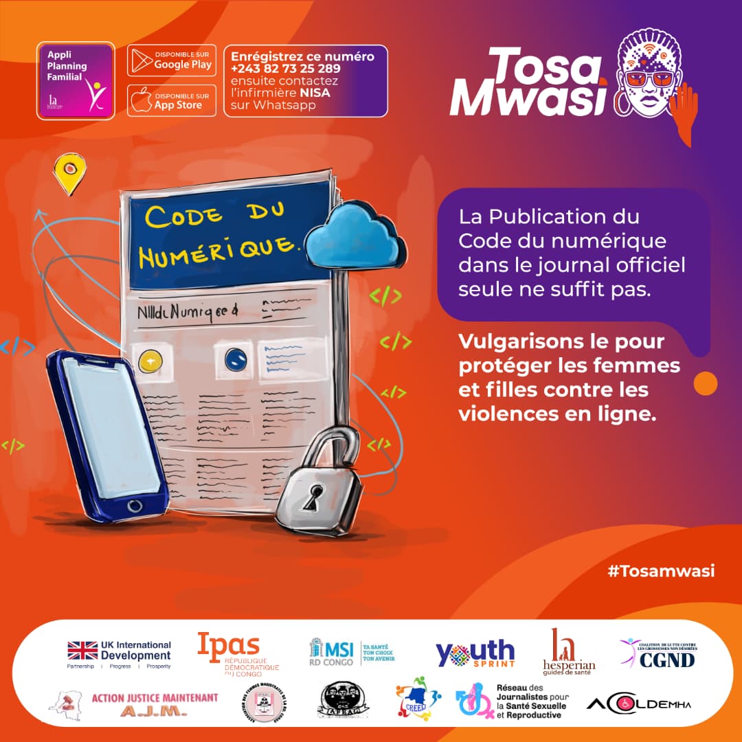 ferramy_mvovi's tweet image. La publication du Code du numérique ne suffit pas.
Nous devons le vulgariser pour protéger les femmes et les filles contre les violences en ligne.
Informons, sensibilisons, agissons.
#TosaMwasi #16JoursDactivisme #StopVBG
@MakokiYaMwasi 
@Youthfim @YouthSprint @msi_rdc