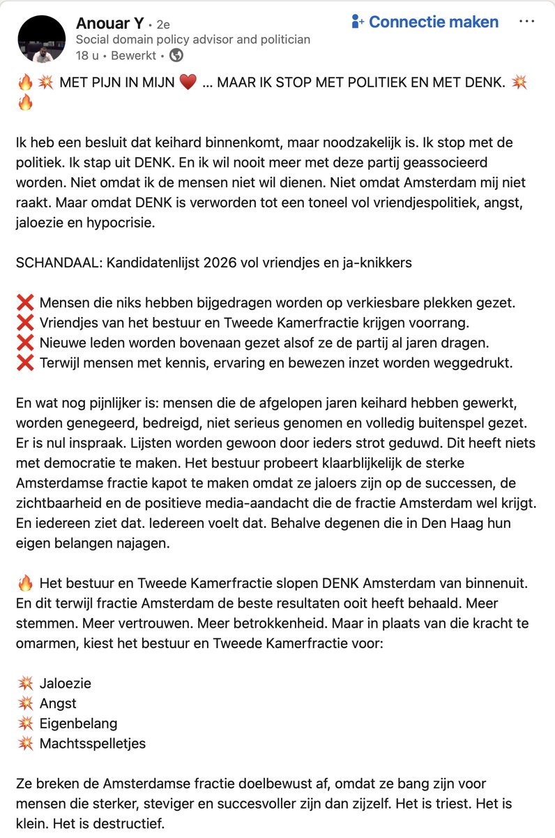 ChrisAalberts's tweet image. Oh jee, er is weer eens gedoe over de kandidatenlijst van Denk in 020.