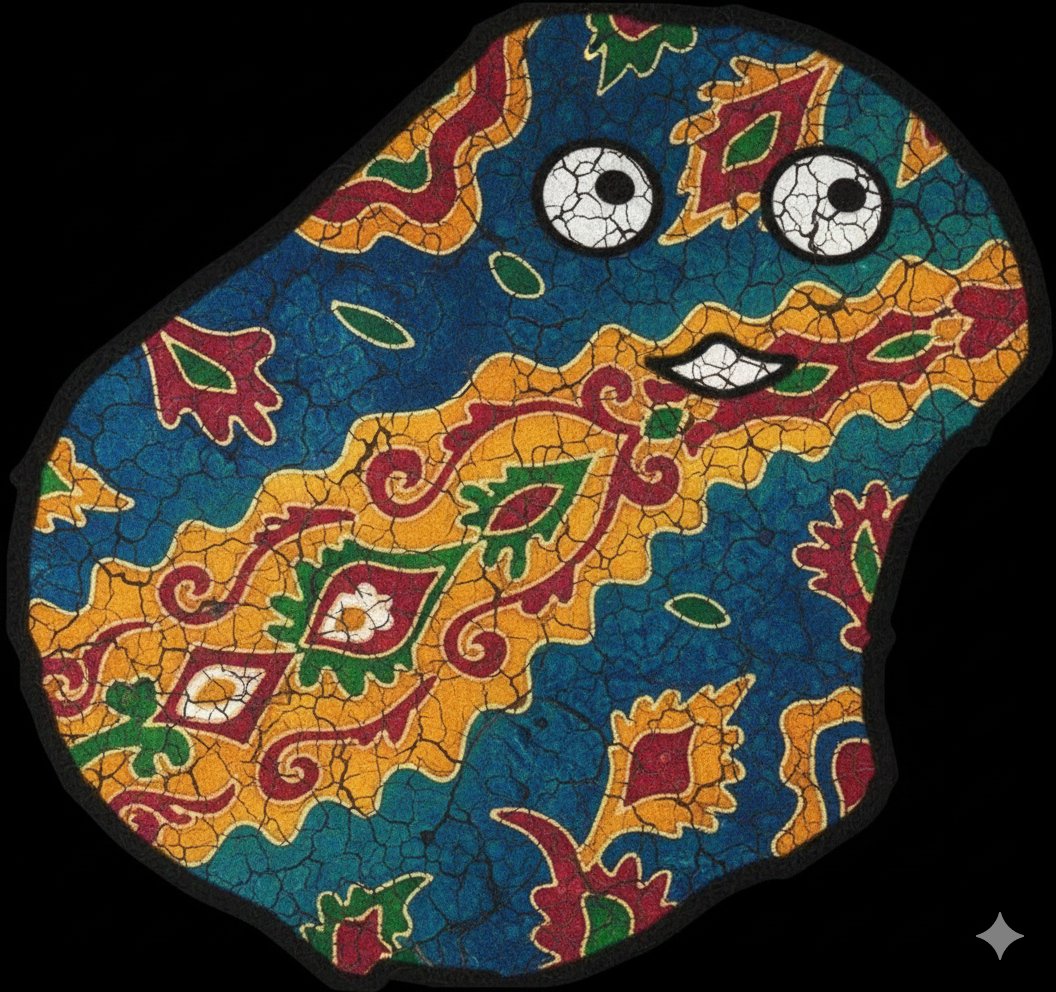 手描きバティック　藍染め　ドラゴンと星模様(8500) 手描きバティック 藍染め ドラゴンと星模様(8500) 手描きバティック 藍