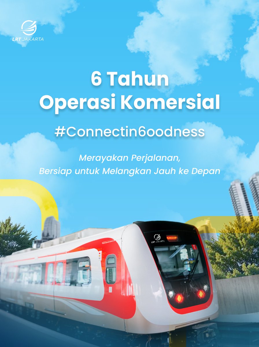 lrtjkt's tweet image. 6 tahun menghubungkan cerita dari langkah pertama hingga hari ini. Hari ini, kami merayakan setiap langkah yang telah ditempuh dan bersiap untuk melangkah lebih jauh lagi ke depan.
Terima kasih sudah jadi bagian dari kami! #connectin6oodness #LRTJ #naiklrtj
