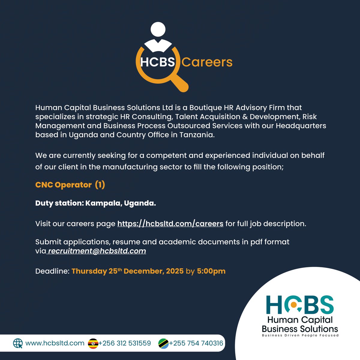 hcbsltd's tweet image. #HCBSCareers:  We’re hiring! 🛠️ Join our client as a CNC Operator and showcase your precision and skills.

Apply here ⇢
hcbsltd.com/careers/jobs/m…

Deadline: Wednesday 25th December, 2025 at 5:00PM