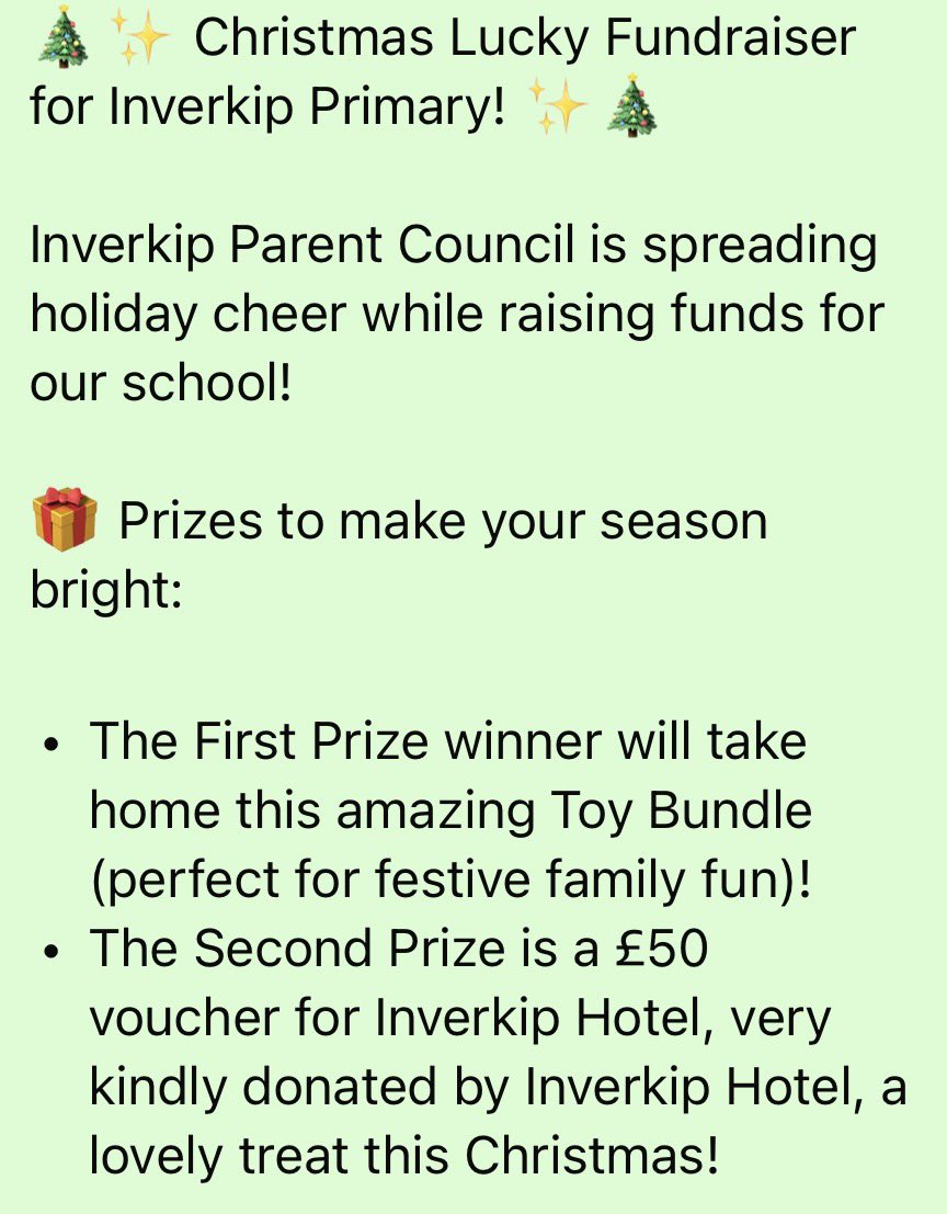 ip_parentgroup's tweet image. Win yourself a fab prize and support the school this Christmas with out lucky Christmas fundraiser. See Pictures for details on what you can win and how to enter. 🎅