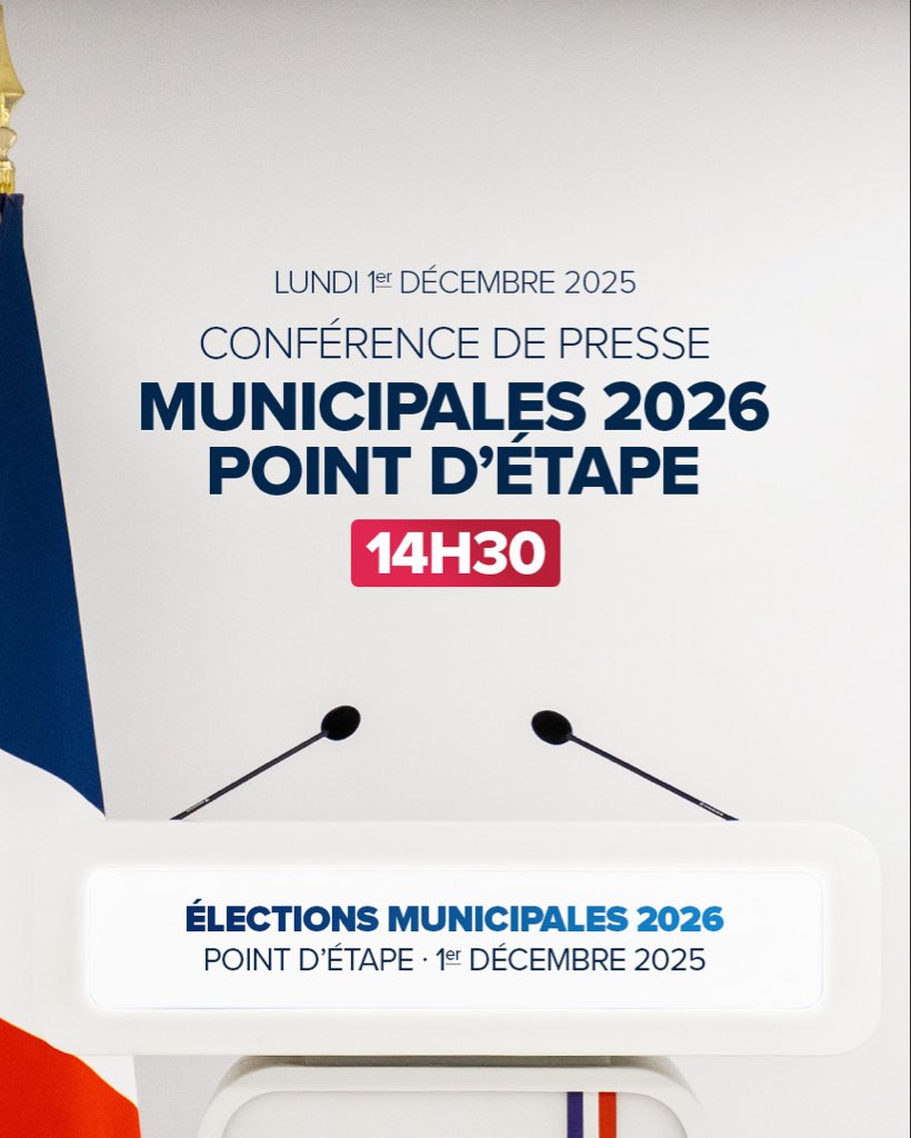 🔵 À 14h30, <a href="/jsanchez_rn/">Julien Sanchez</a>, directeur national de campagne des élections municipales 2026, fera un point d’étape sur ces dernières lors d’une conférence de presse.

Elle sera à suivre en direct sur nos réseaux sociaux : X, Facebook et YouTube.