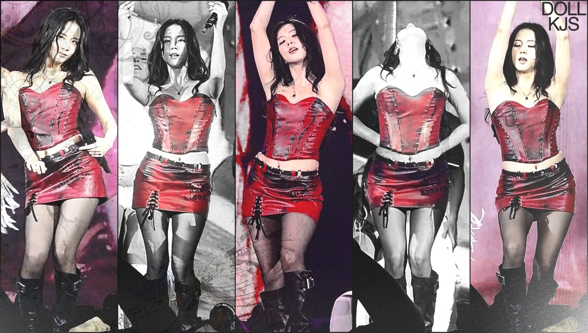 DOLLKJS's tweet image. JISOO in custom leather look by Hardware LDN for Deadline [Singapore day 2]