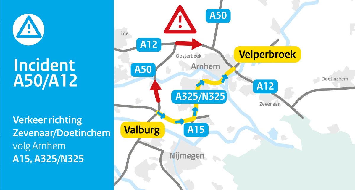 Auto op zijn dak na ongeval op A50