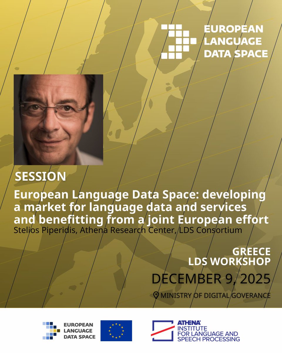 athenaRICinfo's tweet image. 📢 Join the #LDS Workshop in Greece!

🗓️ 9 Dec | 📍Ministry of Digital Governance, Athens
🎙️ With speakers from @EU_Commission, @AthenaRC, &amp;amp; @govgr on AI, public data &amp;amp; language tech.
🔗 Register: bit.ly/4r9R9Na

#LanguageData #AI #GreekLLMs