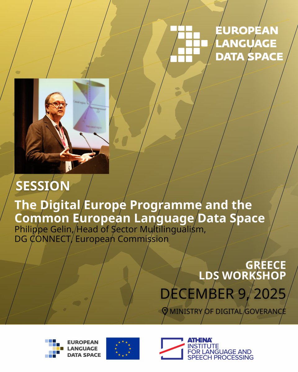 athenaRICinfo's tweet image. 📢 Join the #LDS Workshop in Greece!

🗓️ 9 Dec | 📍Ministry of Digital Governance, Athens
🎙️ With speakers from @EU_Commission, @AthenaRC, &amp;amp; @govgr on AI, public data &amp;amp; language tech.
🔗 Register: bit.ly/4r9R9Na

#LanguageData #AI #GreekLLMs