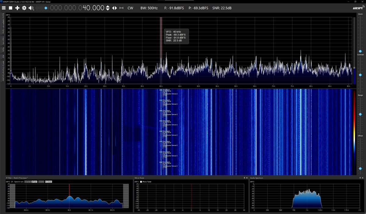 radiosiesta's tweet image. 今しがたのVLF
22.2、40、54、60kHzは入感中
21.1、25kHzは不感です

こんばんは
#VLF 
#Airspy
#SDRSharp
#YouLoop
#YouTwin